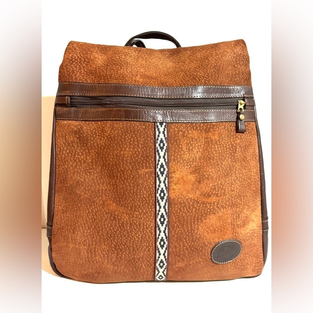 Vintage Brown Leather suede unisex vintage Backpack